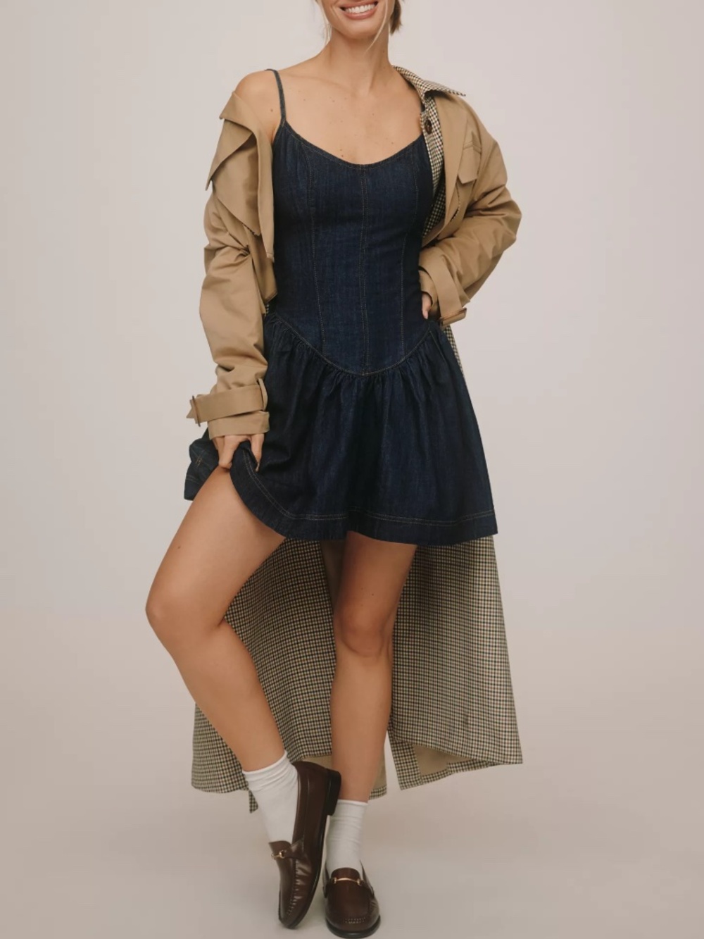Anthropologie Reformation Lottie Denim Mini Dress NWT